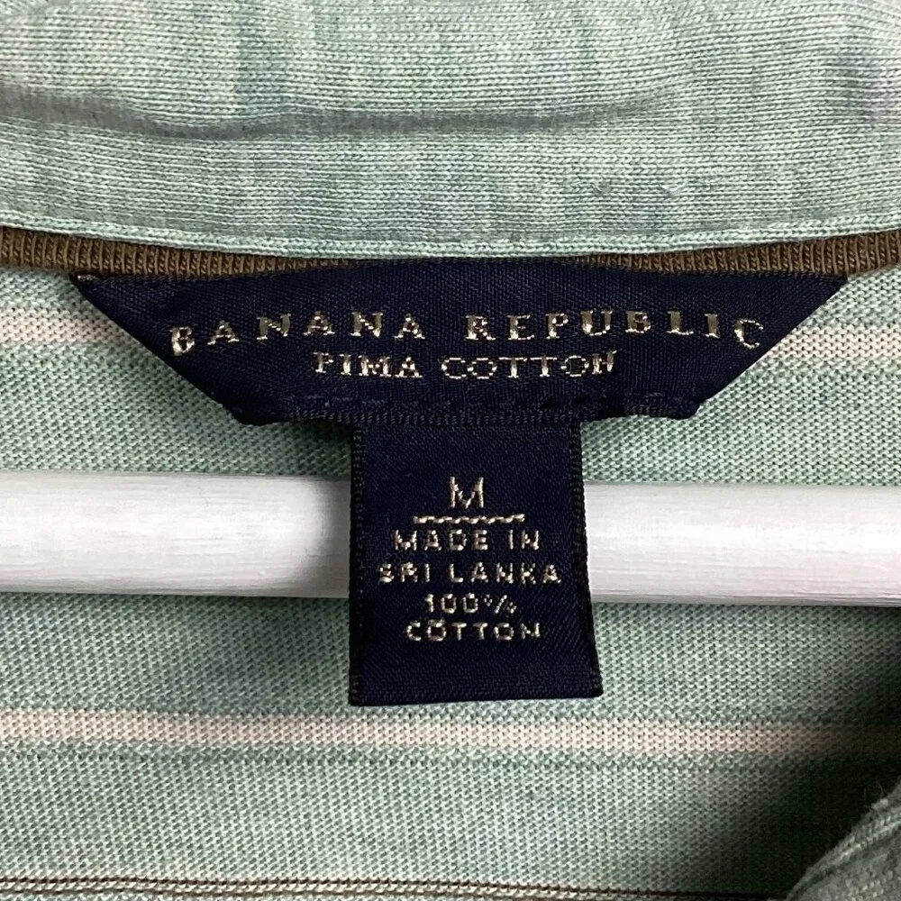 Banana Republic Green Striped Polo Shirt M